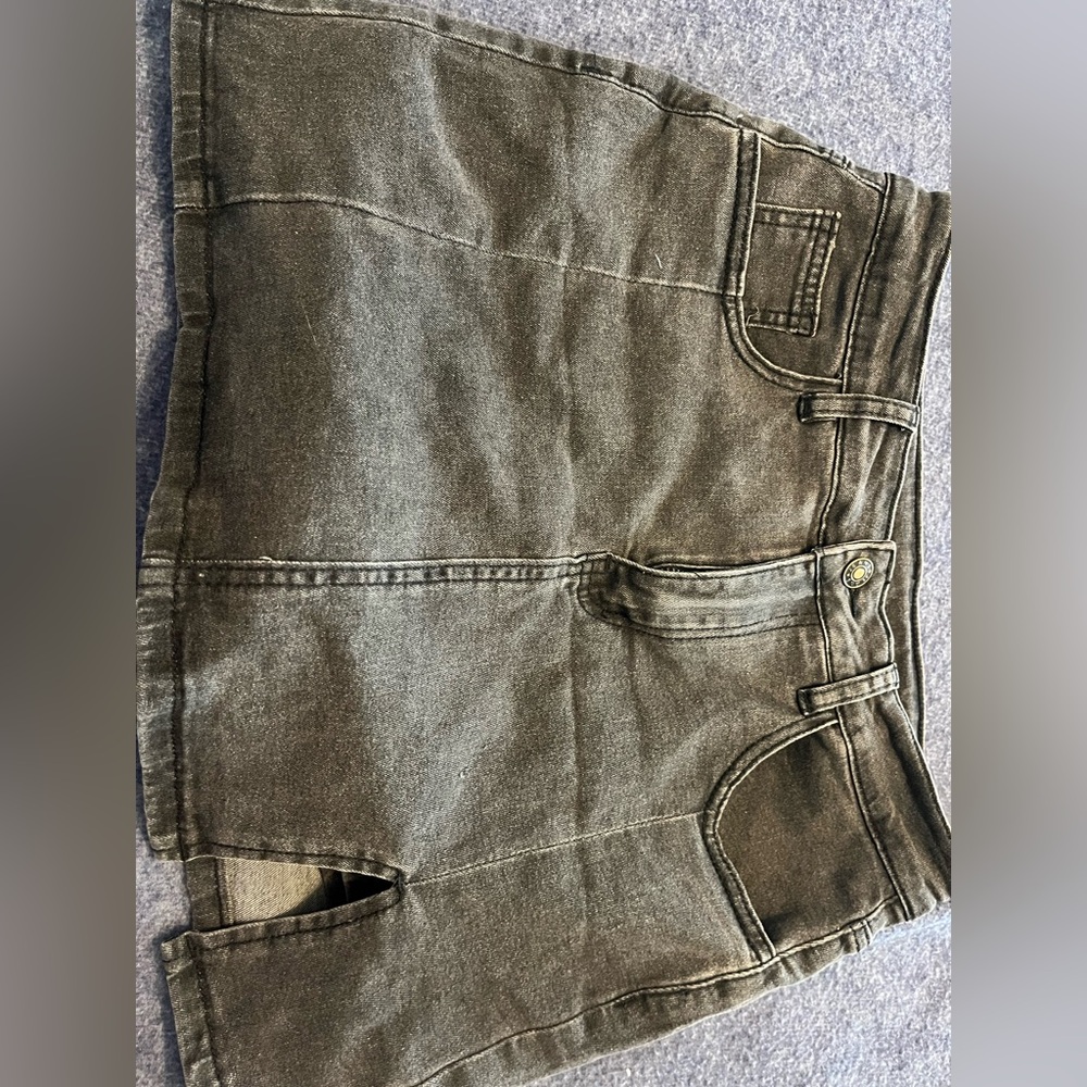 Faded Black Denim Jean skort